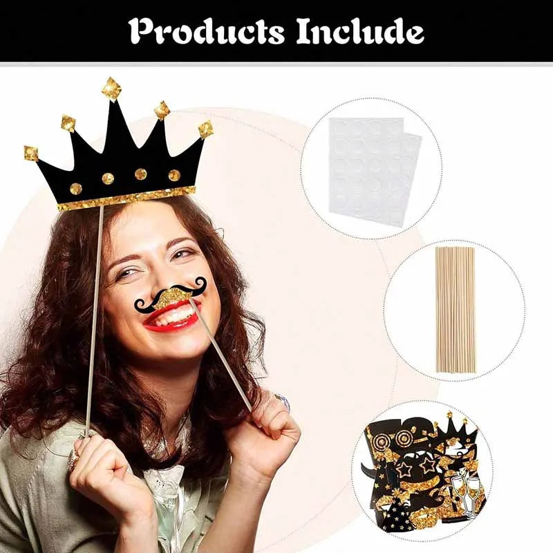Accessoires Festifs Noirs et Dorés Minimaliste