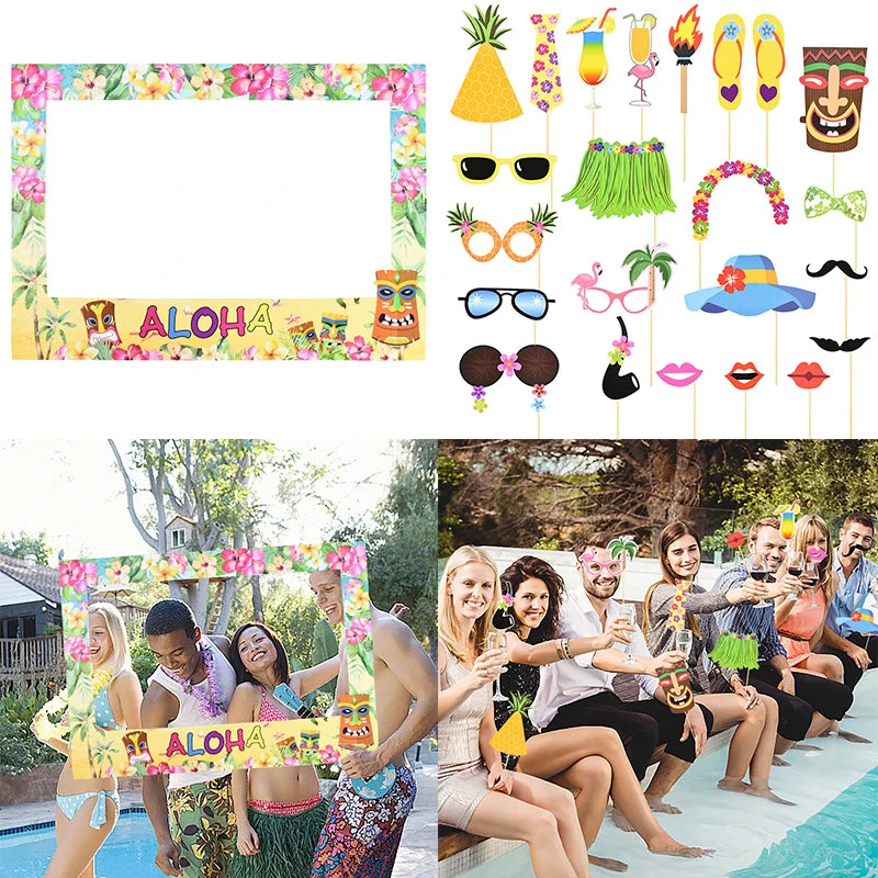 Accessoires Photobooth Anniversaire Hawaïen Légères