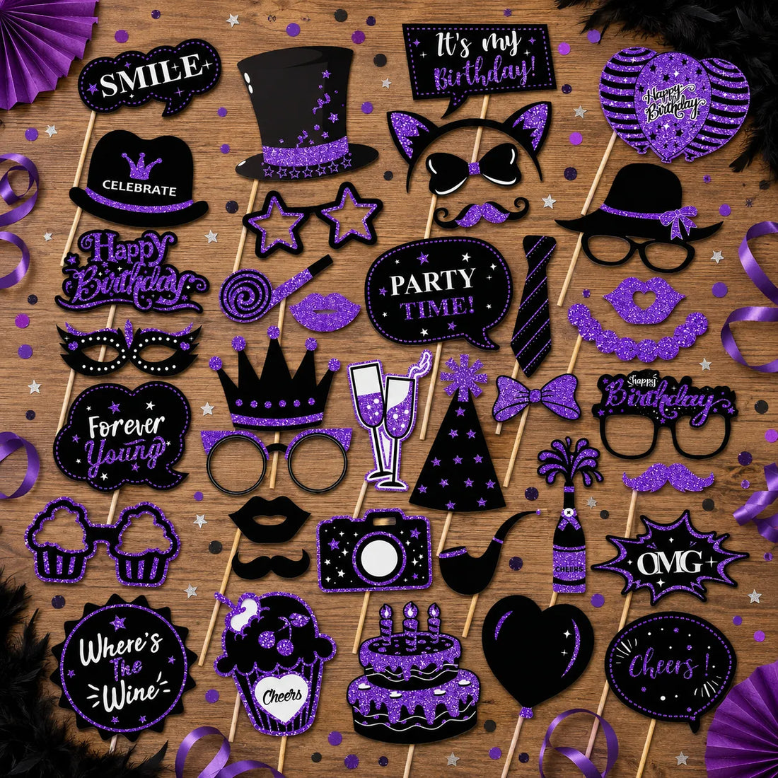 Accessoires Photobooth Noir et Violet