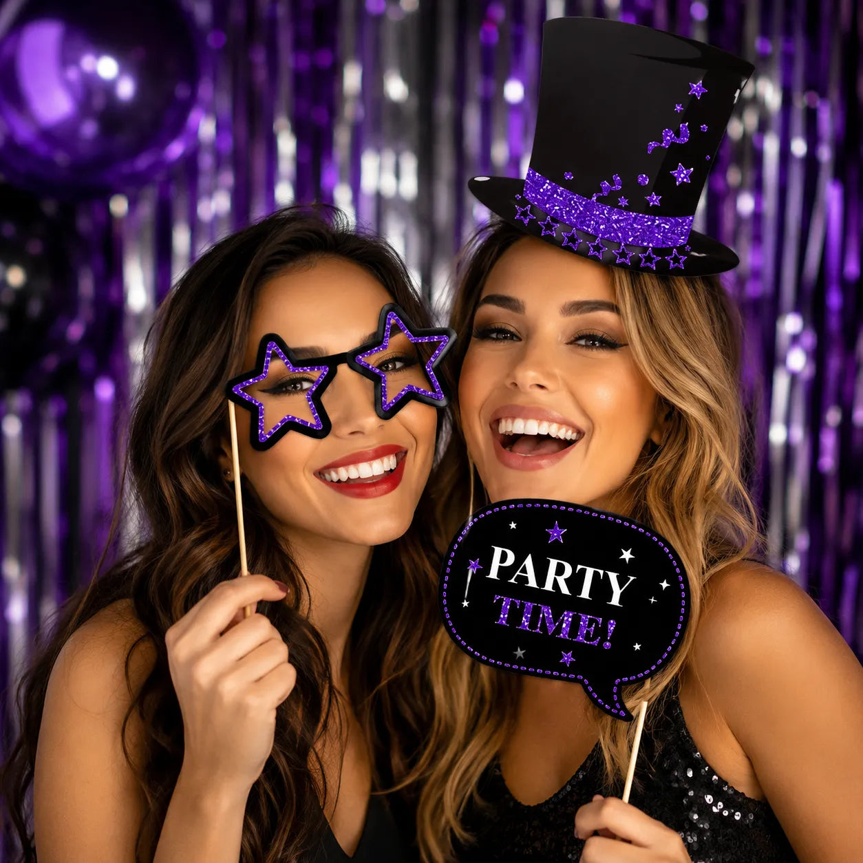 Accessoires Photobooth Noir et Violet Festive