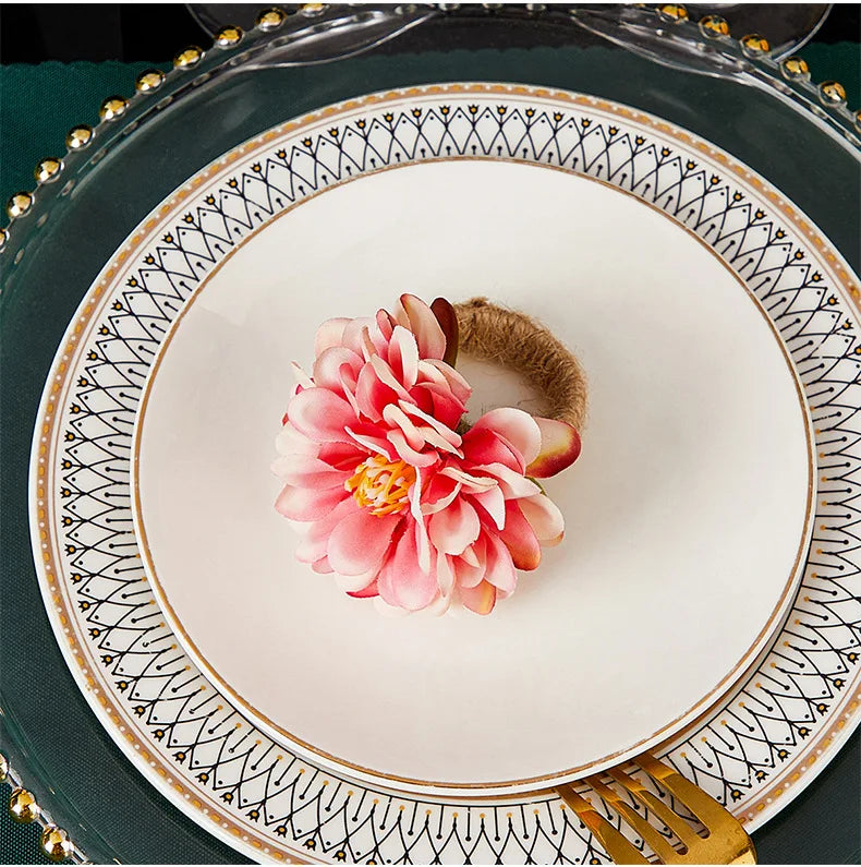 Anneau de Serviette Fleur Rose bohème