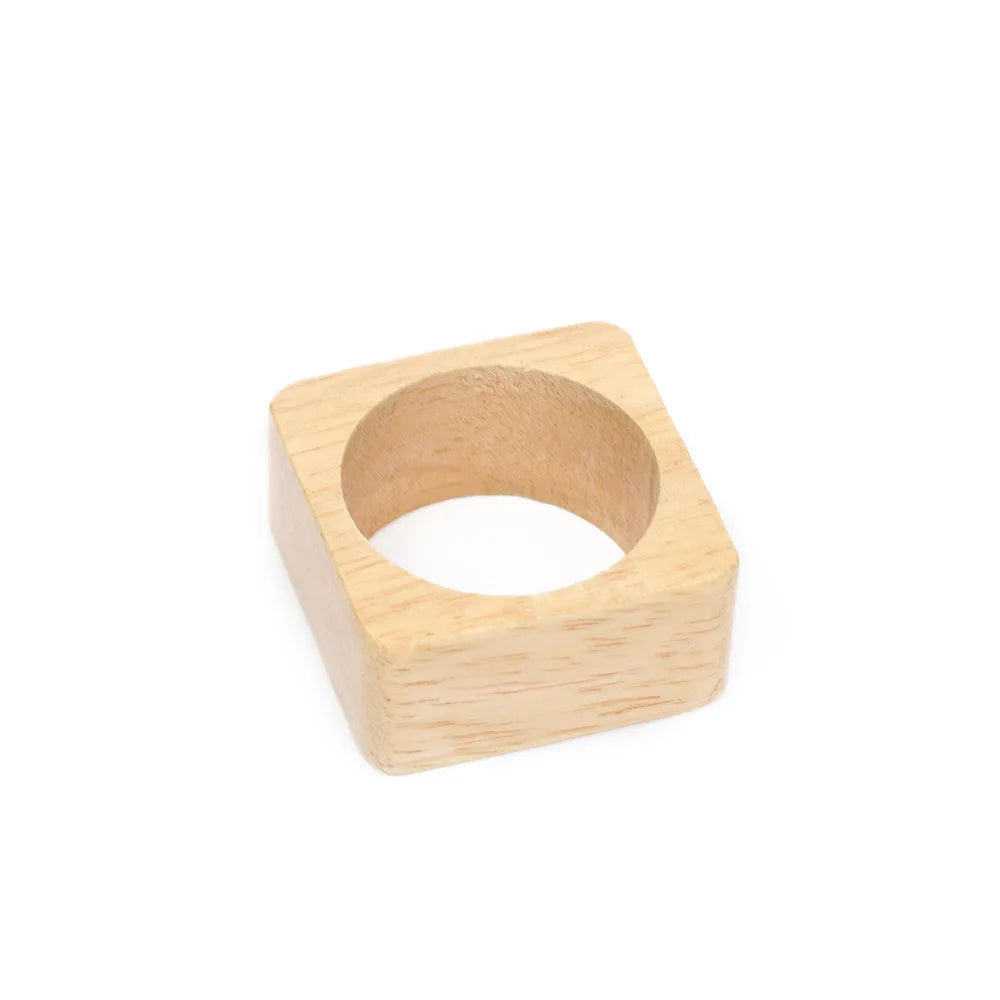 Anneau de Serviette Mariage Carré en Bois Original
