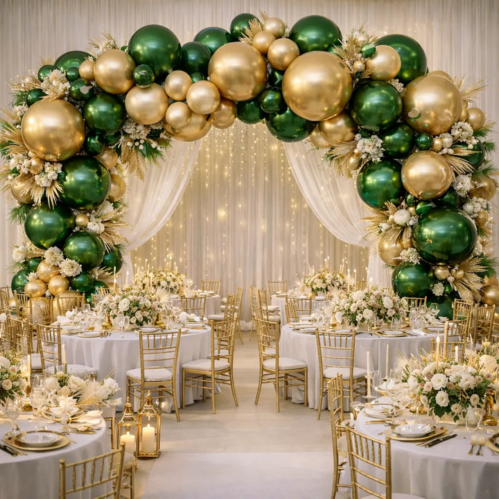 Arche Ballon Mariage Vert et Doré