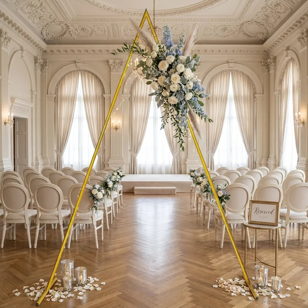 Arche Mariage Triangle Doré en Métal Unique