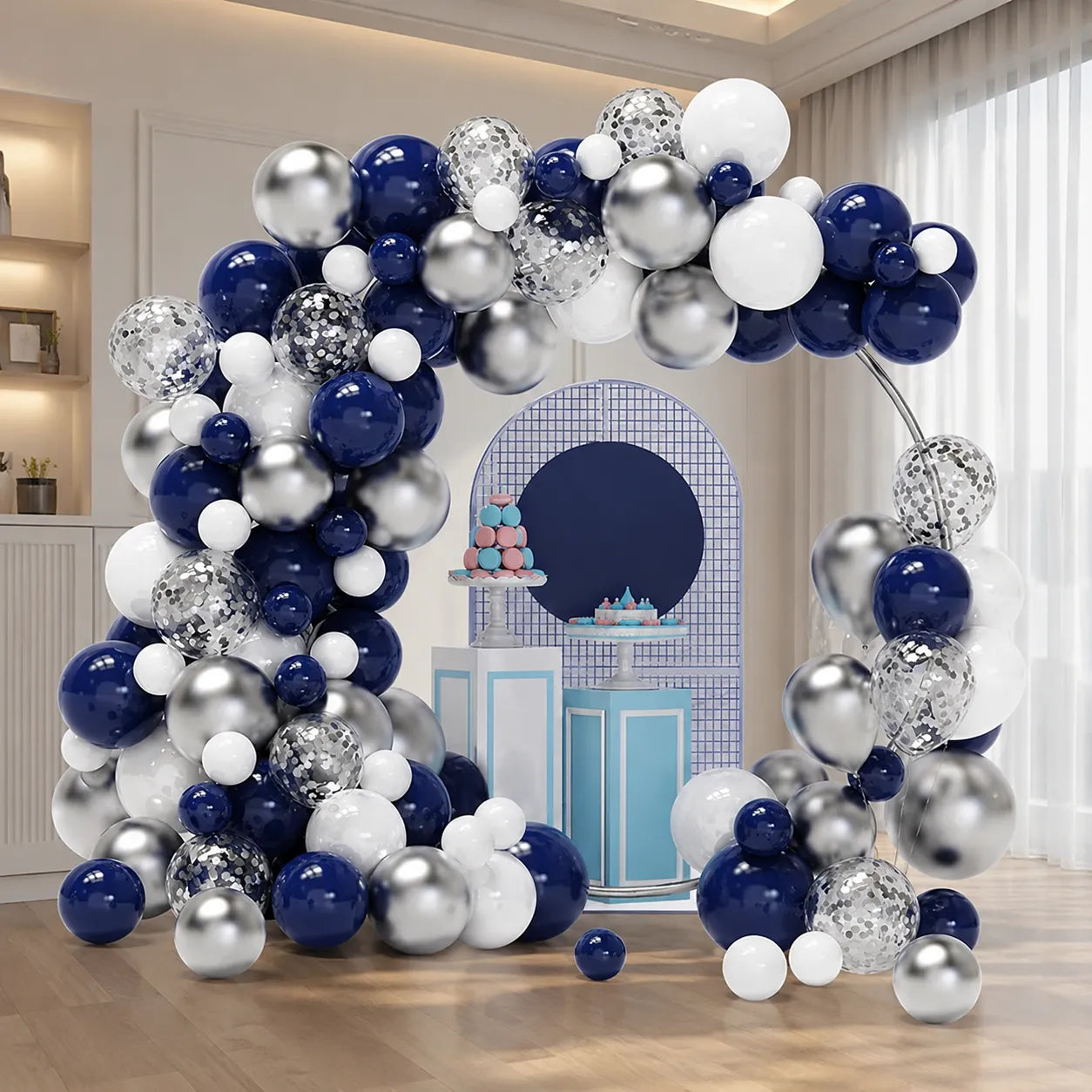 Arche de Ballons Bleu Nuit Argenté Classe