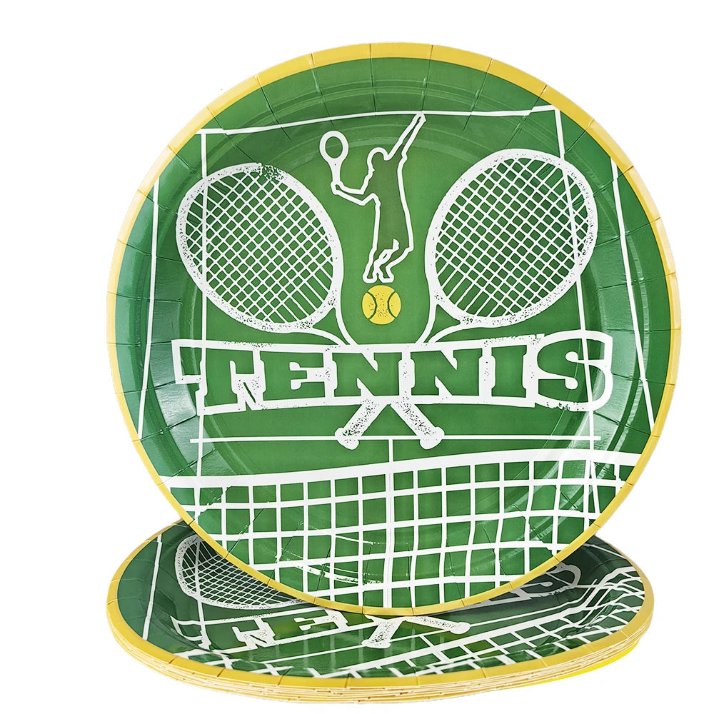 Assiette Anniversaire Thème Tennis Réutilisable 