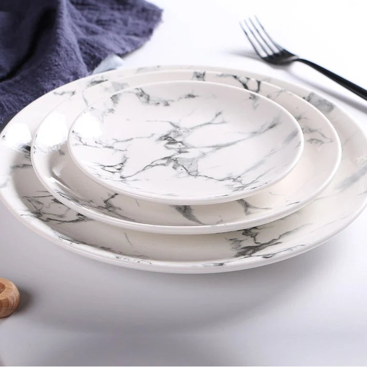 Assiette Blanche Marbrée Classe