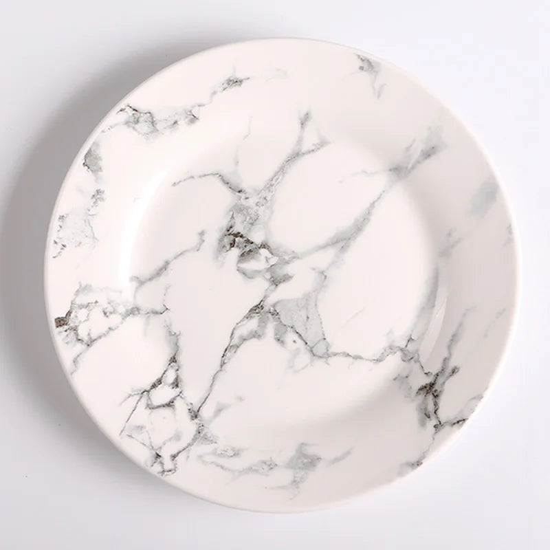 Assiette Blanche Marbrée Creuse