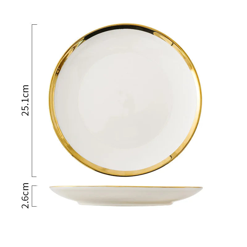 Assiette Céramique Blanc et Doré Classe