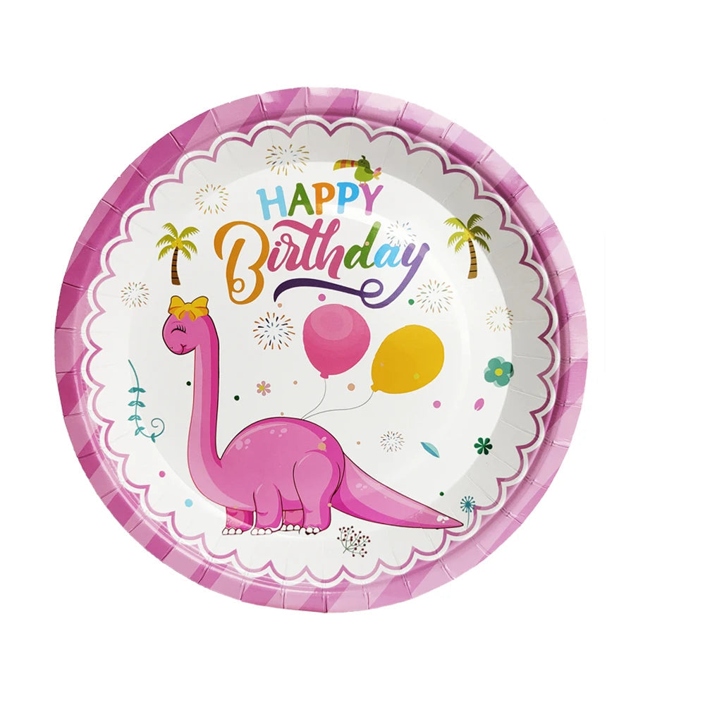 Assiette Dinosaure Rose