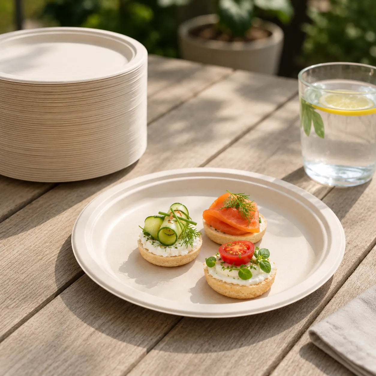 Assiette Jetable Beige en Papier Festive