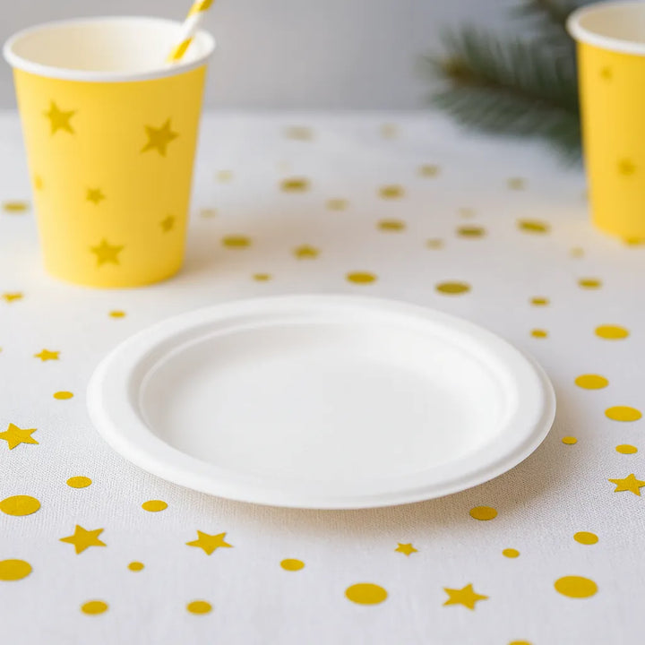 Assiette Jetable Blanche en Papier Uni