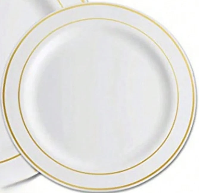 Assiette Jetable Blanche et Dorée