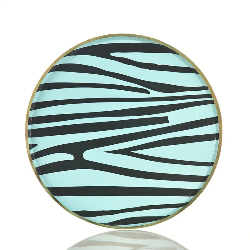 Assiette Jetable Bleue Zébrée