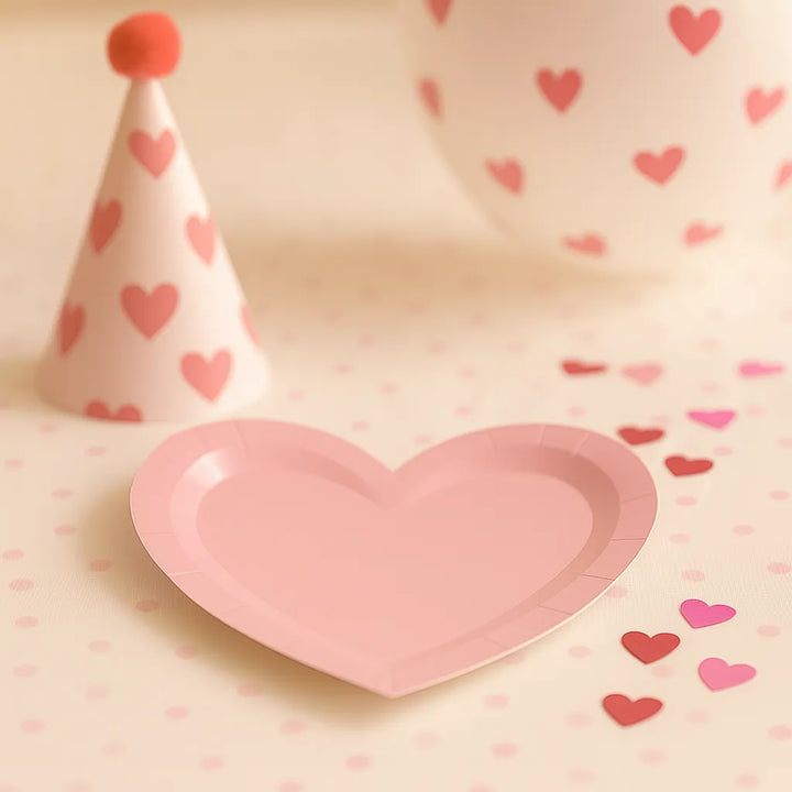 Assiette Jetable Cœur Rose