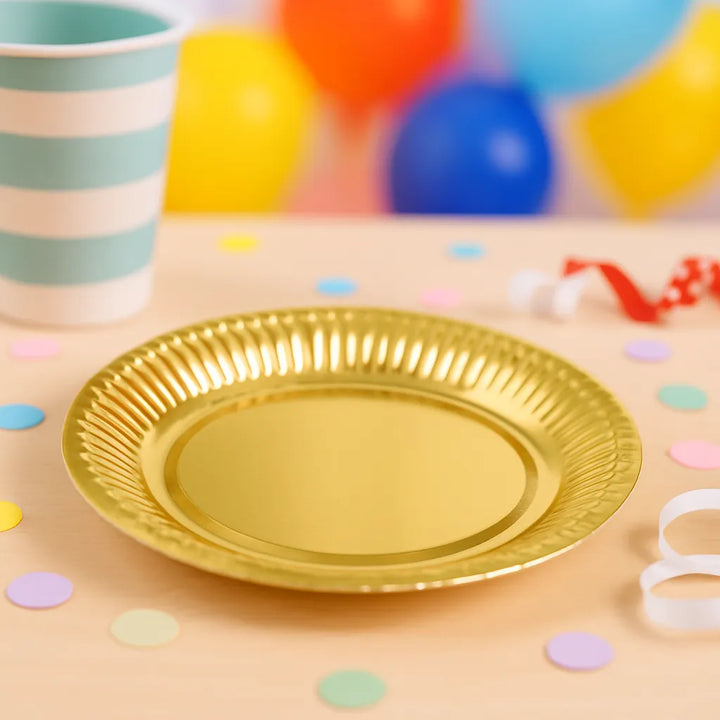 Assiette Jetable Dorée Métallisé Brillant