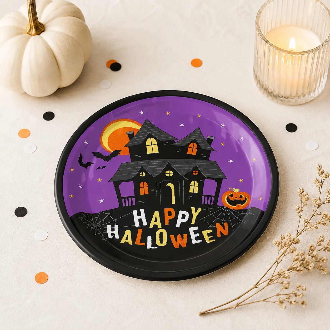 Assiette Jetable Happy Halloween Violette Pratique