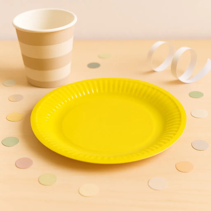 Assiette Jetable Jaune Uni