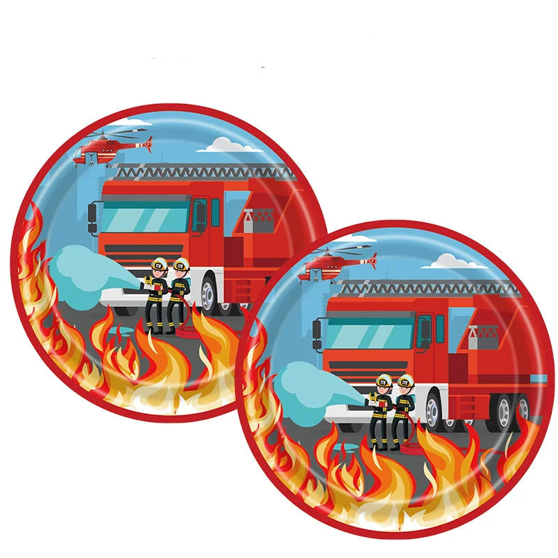 Assiette Jetable Pompier en Papier 