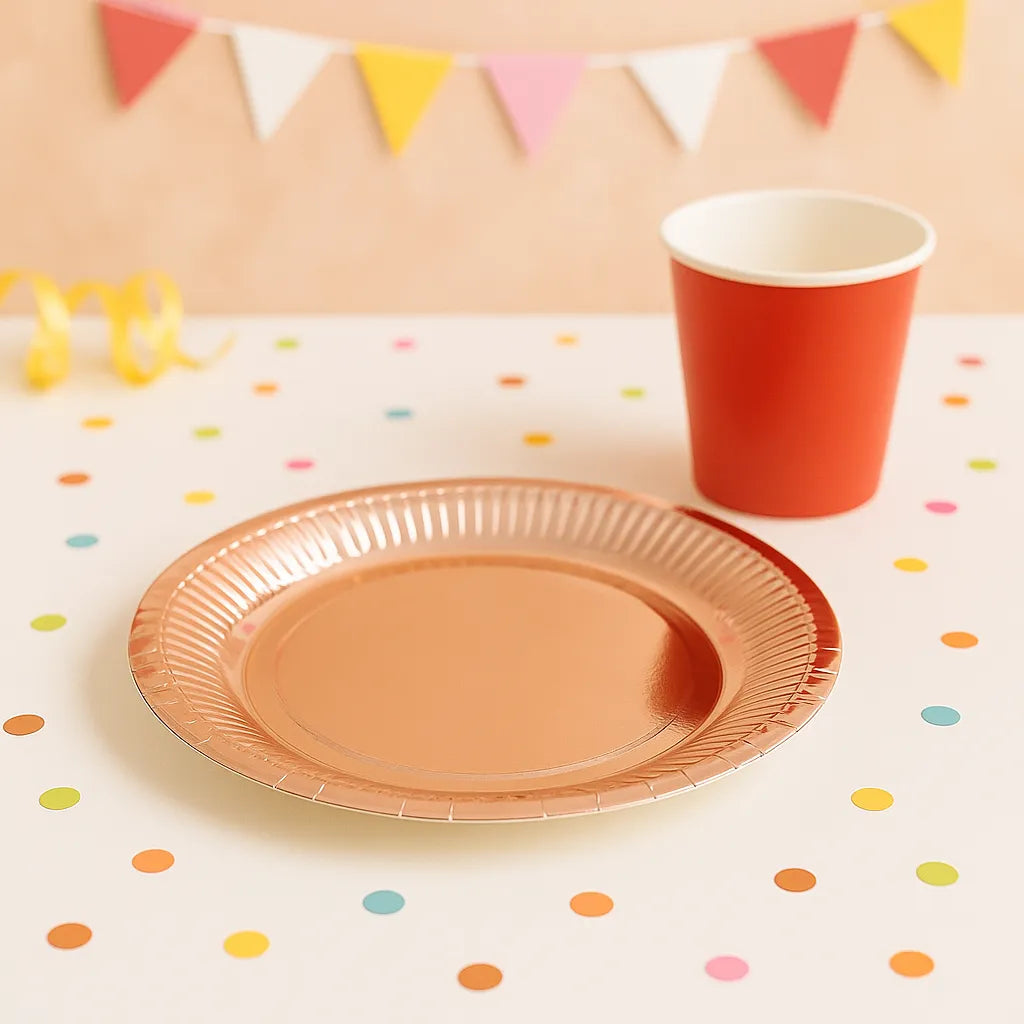 Assiette Jetable Rose Gold Brillant