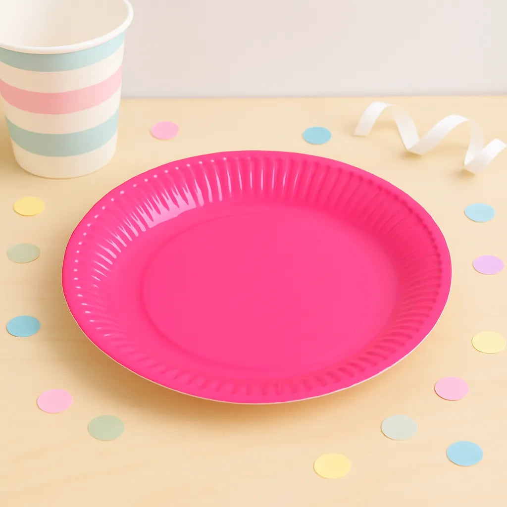 Assiette Jetable Rose Uni