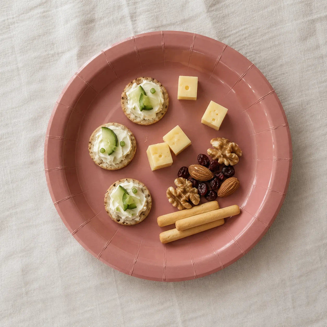 Assiette Jetable en Carton Bois de Rose Minimaliste