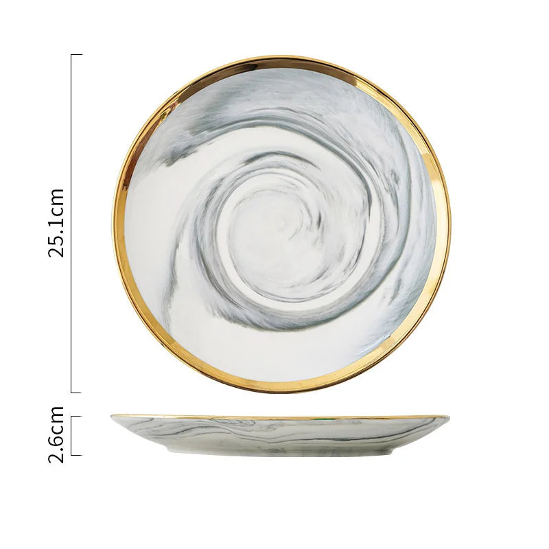Assiette Marbré Gris Grande