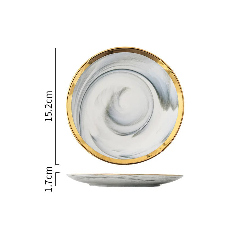 Assiette Marbré Gris Unique