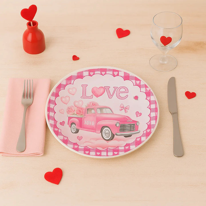 Assiette Rose LOVE en Carton