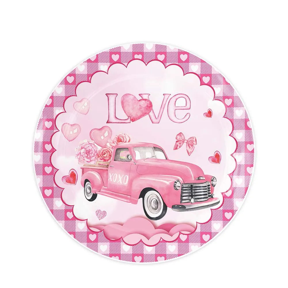 Assiette Rose LOVE en Carton Stylé