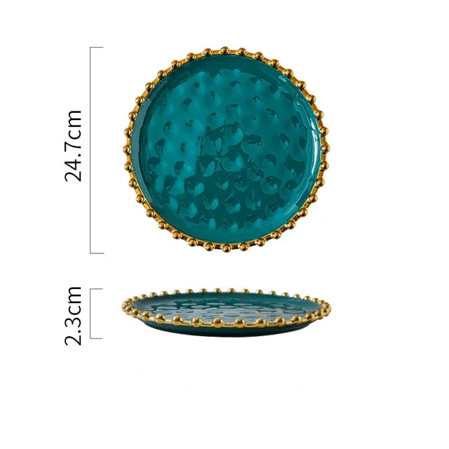 Assiette Verte à Bord Doré Classe