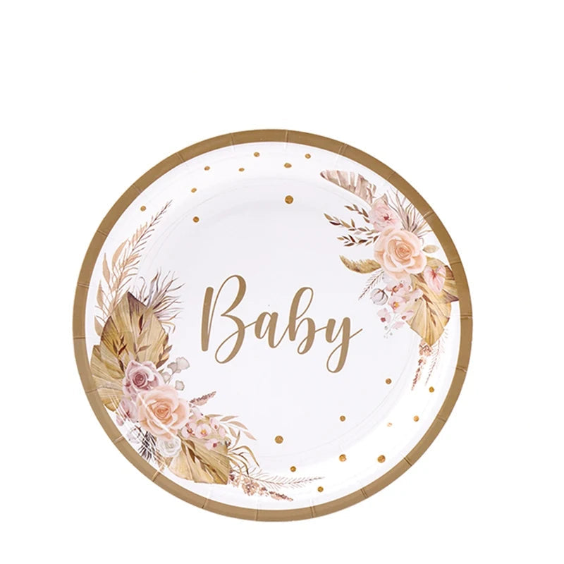 Assiettes Jetables Neutres Baby Shower Papier 