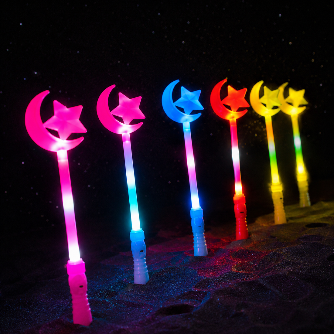 Bâton Lumineux Festif Lune Etoile Colorée