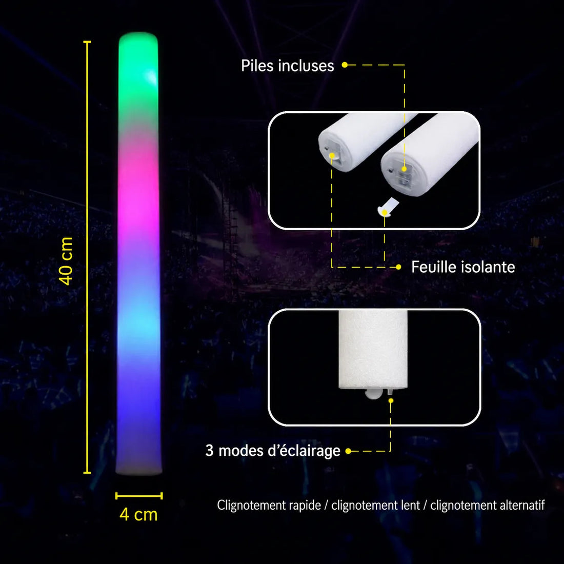 Bâton Lumineux RVB en Mousse Multicolore