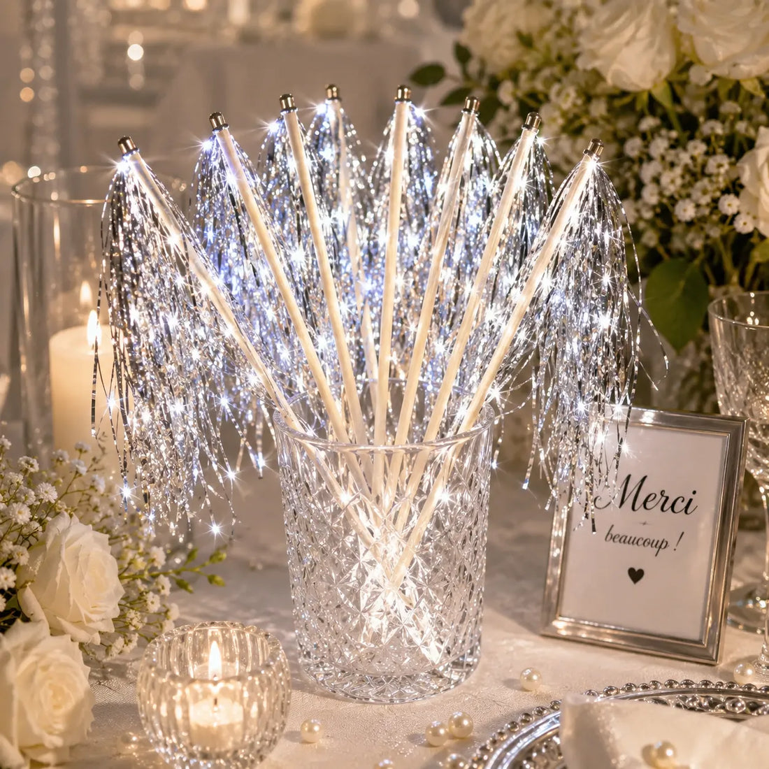 Baguette De Mariage Argentée Lumineuse