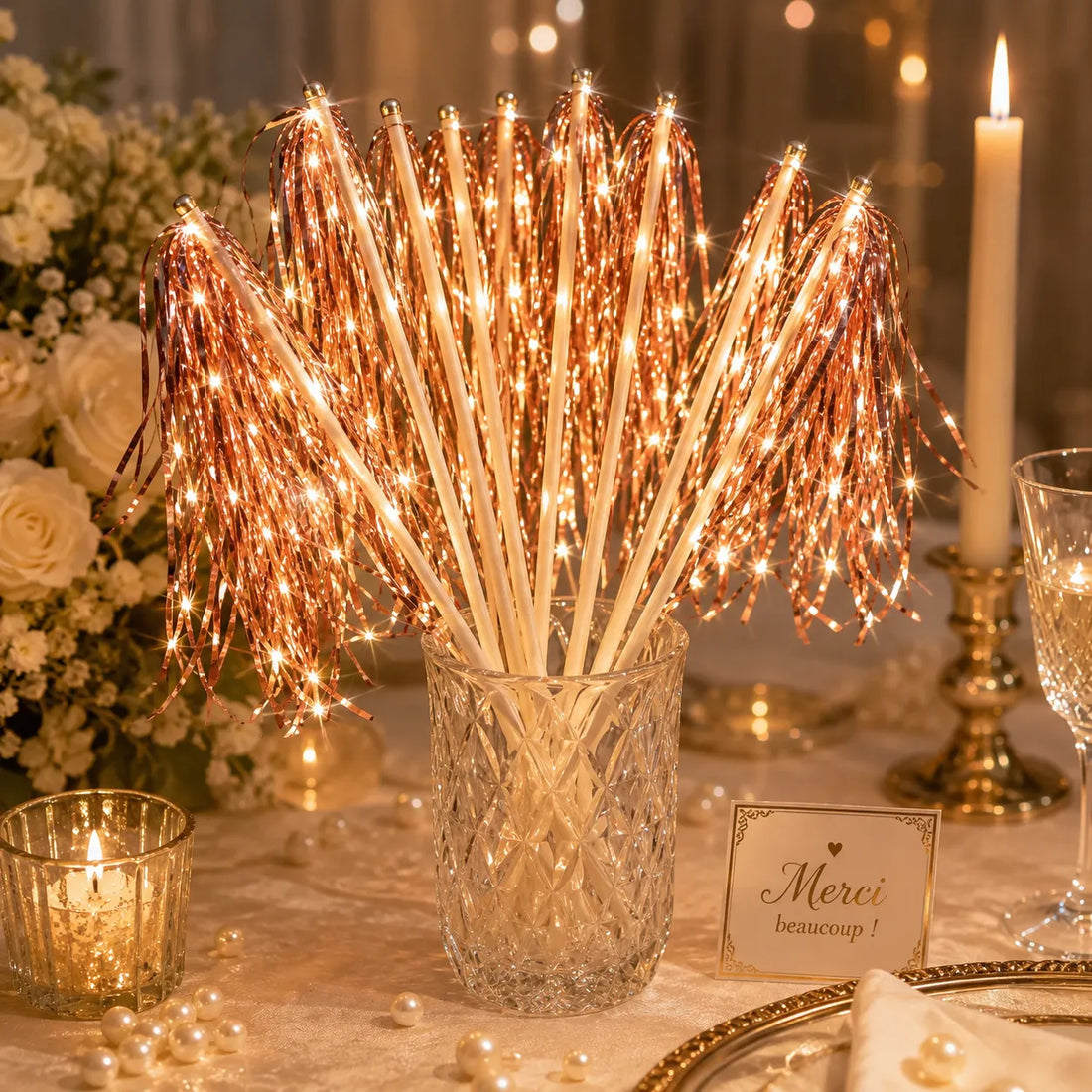 Baguette De Mariage Rose Gold Led lumineuse