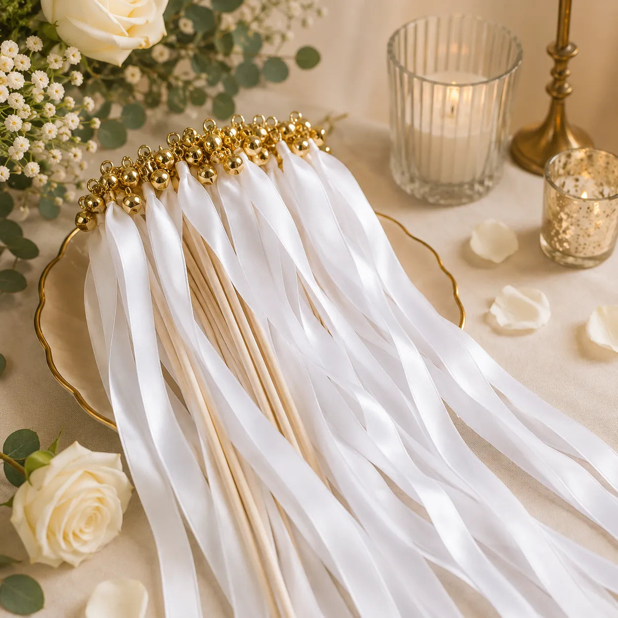 Baguette De Rubans Blancs Mariage luxe