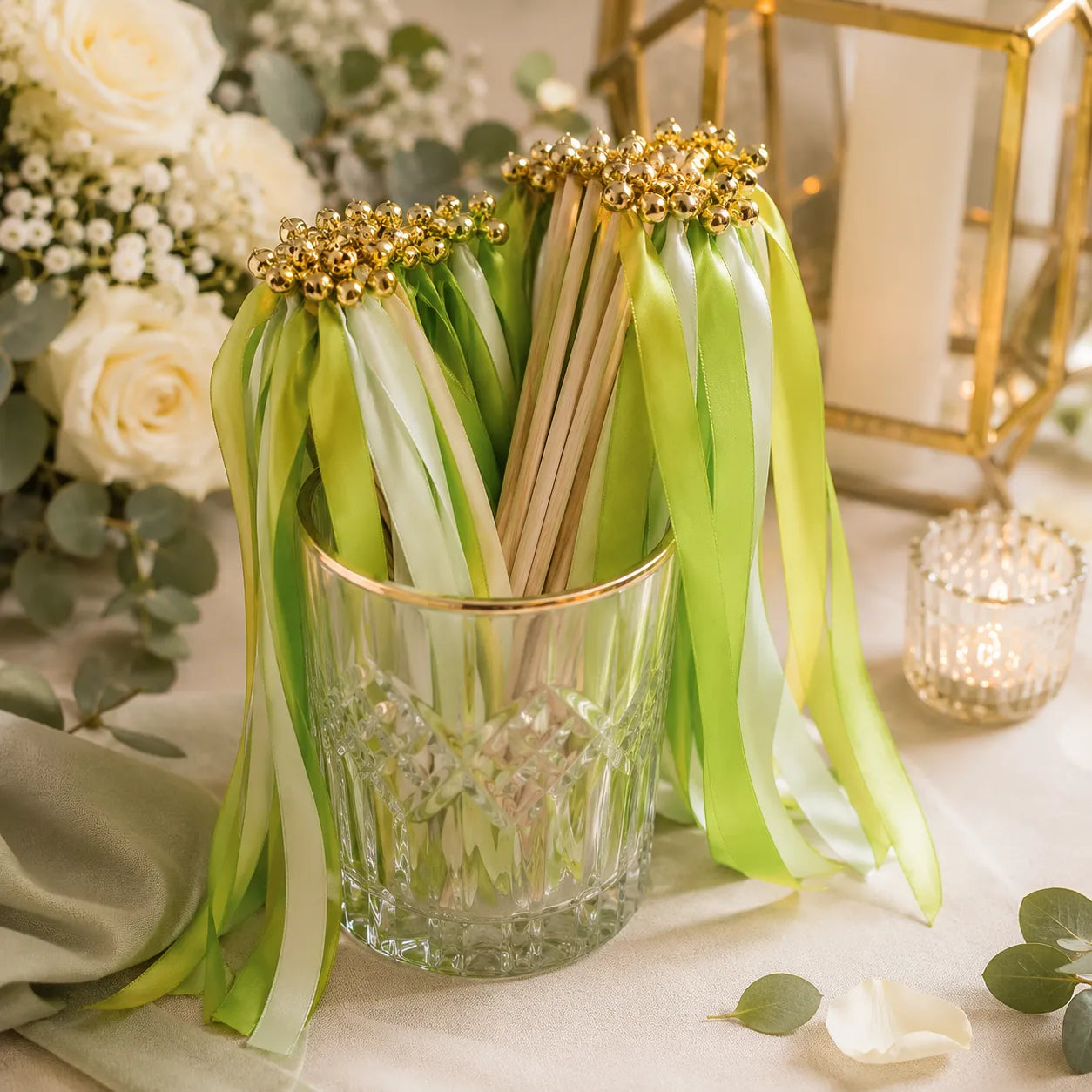 Baguette De Rubans Mariage Vert