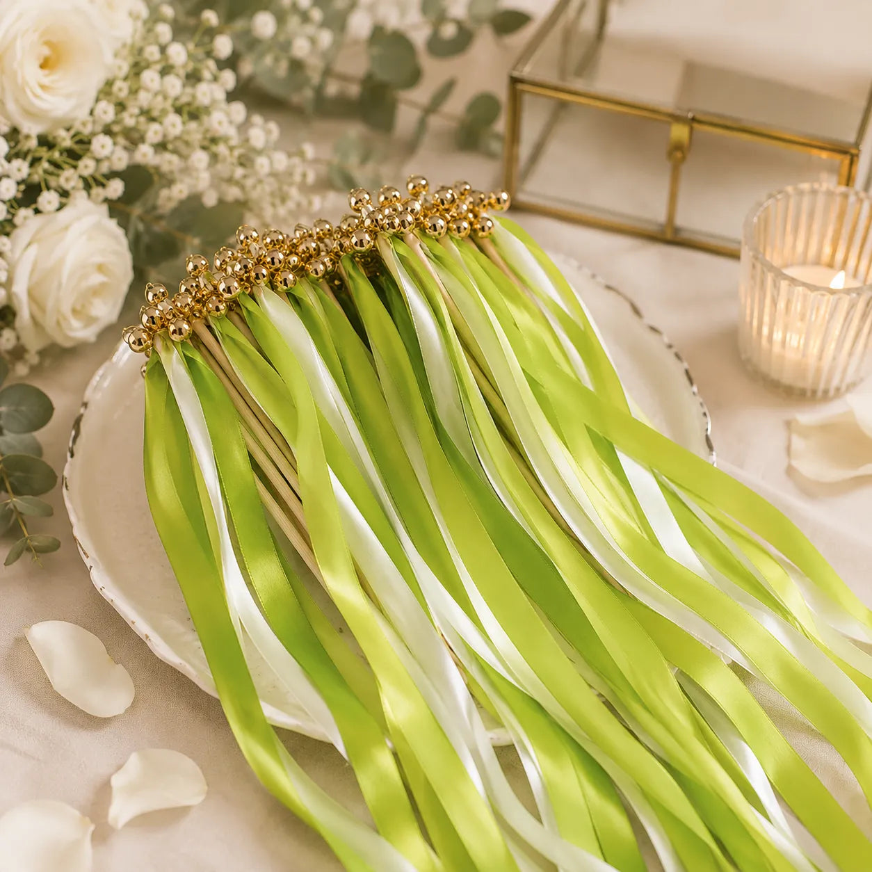 Baguette De Rubans Mariage Vert naturelle