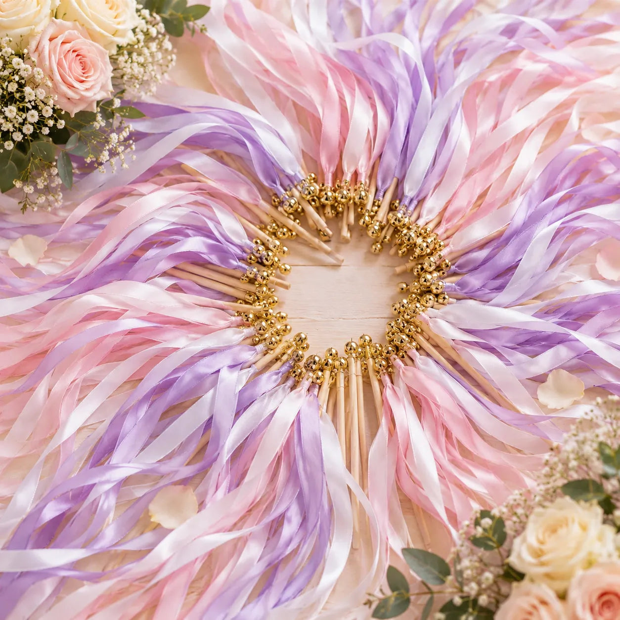 Baguette De Rubans Rose Et Violet