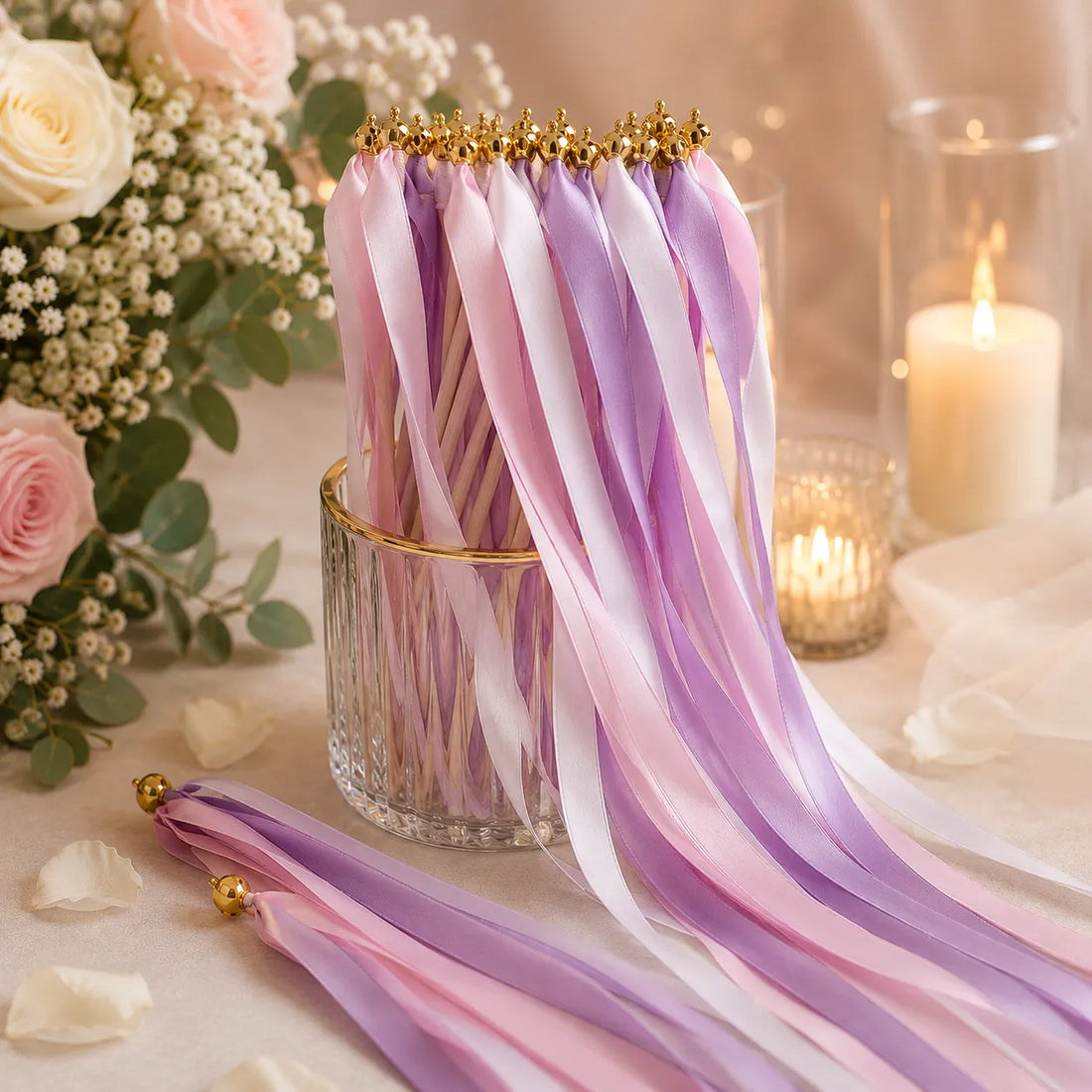 Baguette De Rubans Rose Et Violet romantique