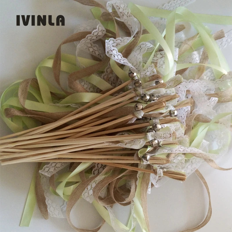 Baguette à Rubans Mariage Vert Tendre Chic