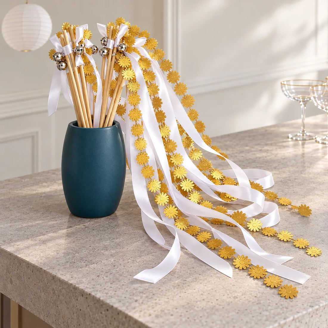 Baguette de Rubans Blanc et Or sublime
