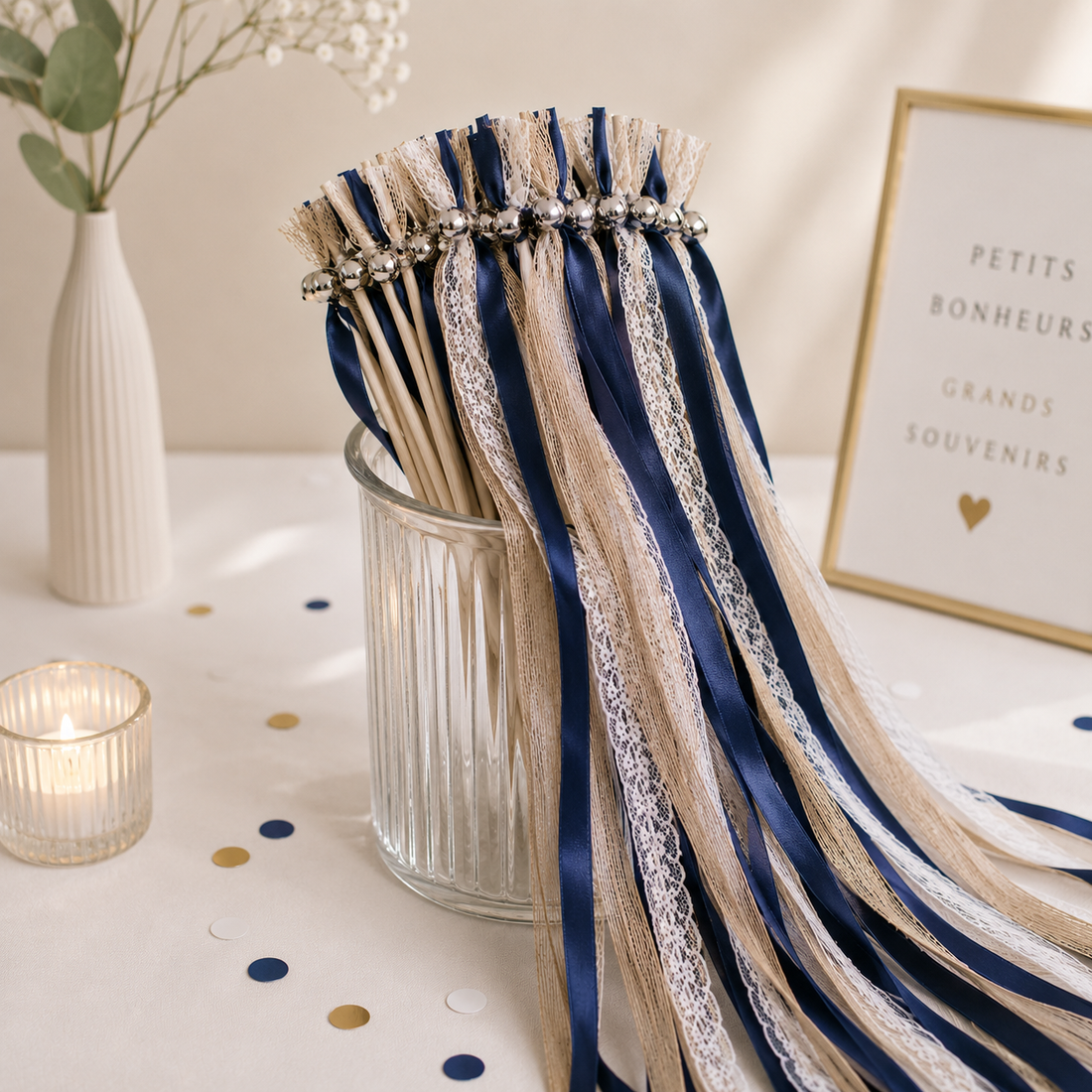 Baguette de Rubans Bleu Marine Boho Design