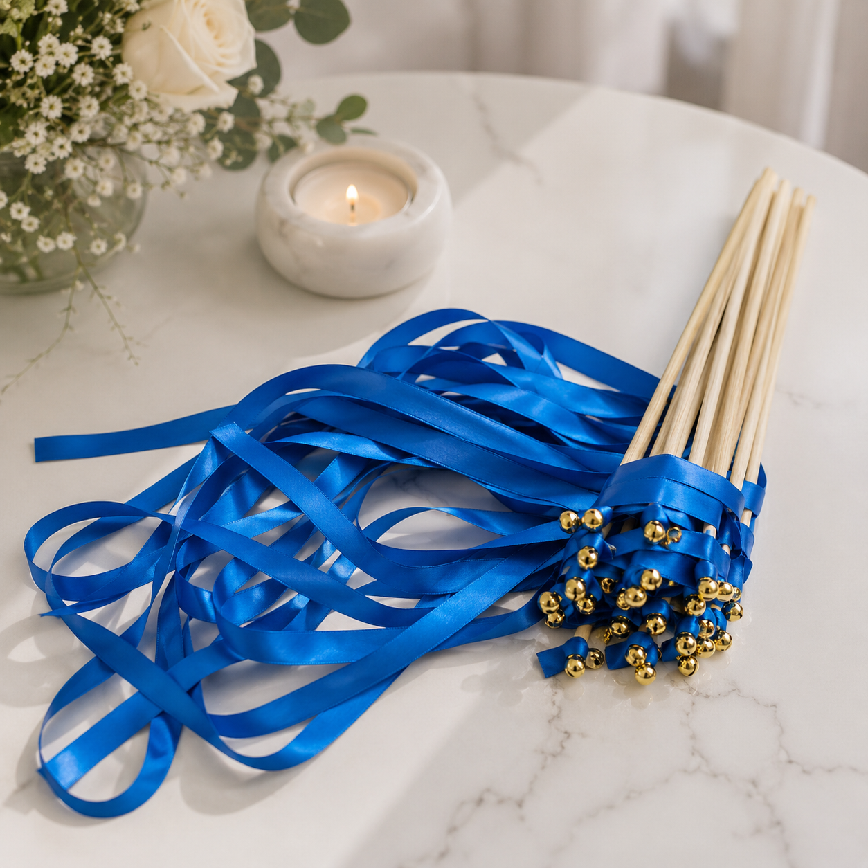 Baguette de Rubans Bleus Unis Chic