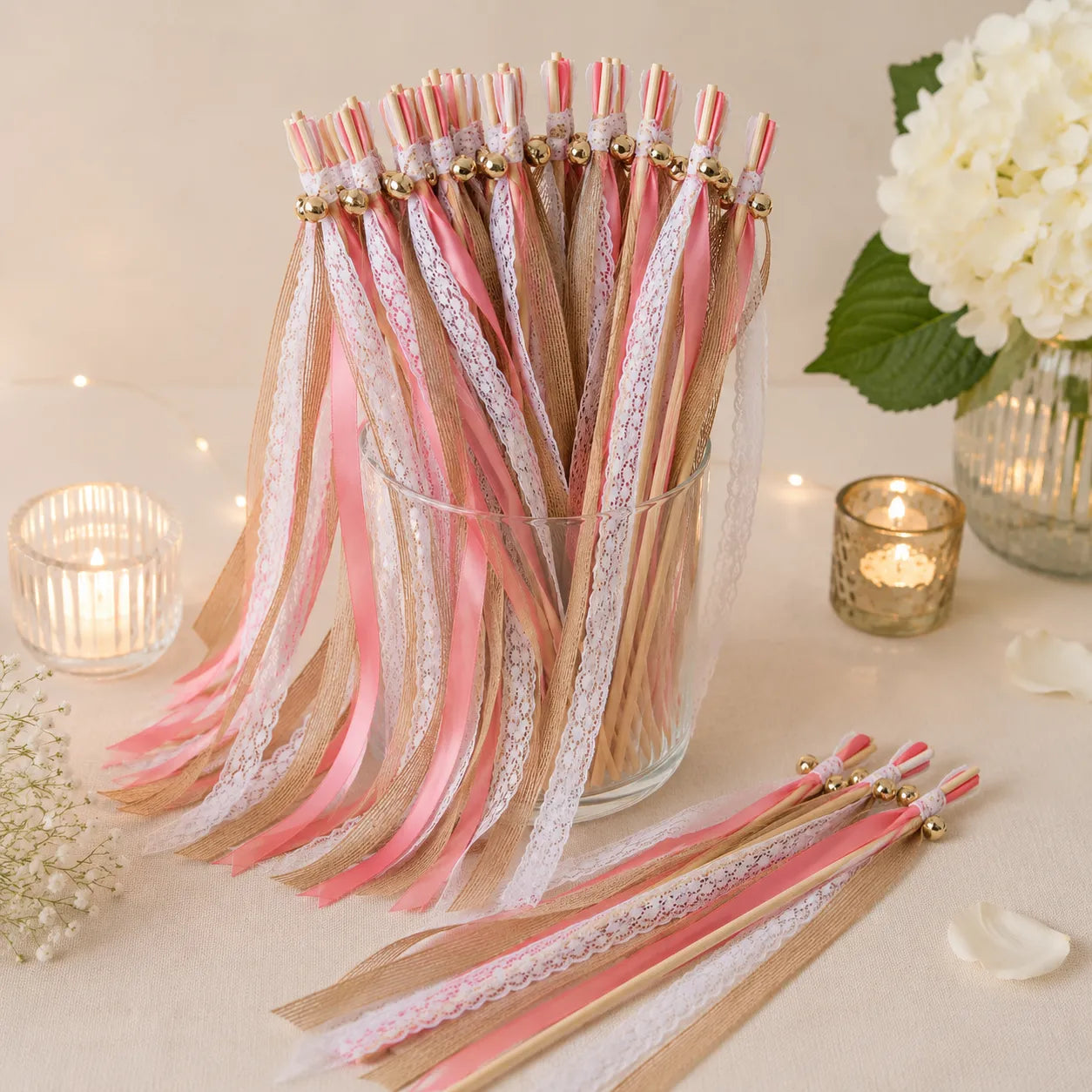 Baguette de Rubans Bohème Rouge Minimaliste