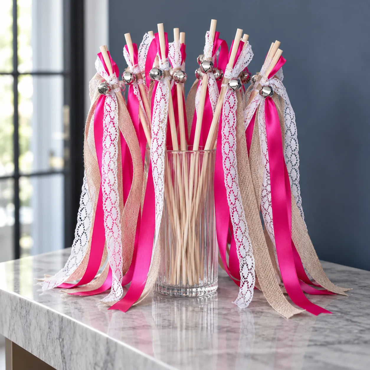 Baguette de Rubans Fuchsia et Dentelles Unique
