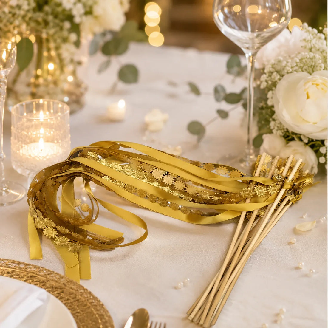 Baguette de Rubans Mariage Fleuri Festive
