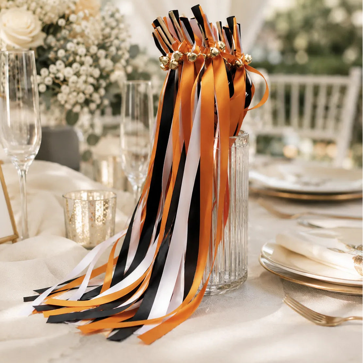 Baguette de Rubans Orange Noir et Blanc