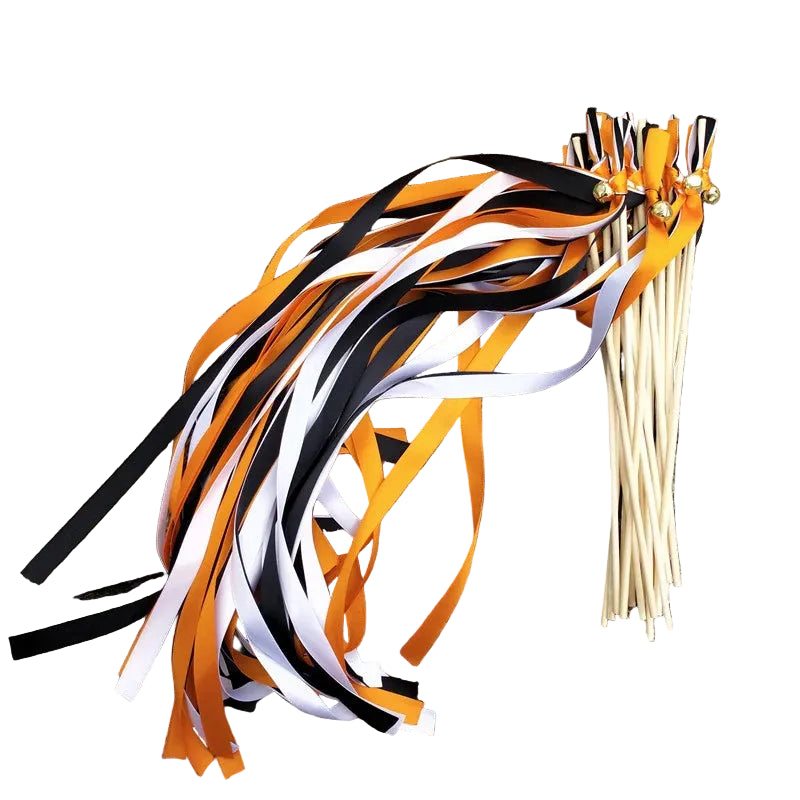 Baguette de Rubans Orange Noir et Blanc Chic